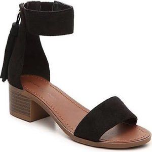 Rock & Candy Black Block Heeled Open-Toe Ankle Strap Sandals